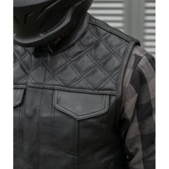 MC Lædervest – CungX Western Diamond Vest Sort