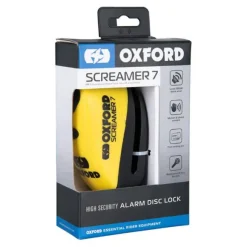 MC-Lås – Oxford skivebremselås XA7 Screamer Alarm Gul LK290